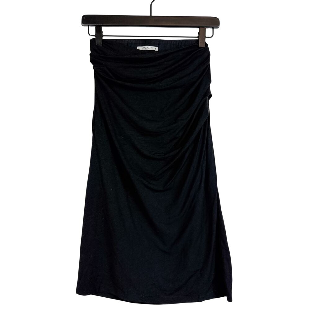 MM Lafleur Ruched Draped Stretch Straight Skirt Knee Length High Rise Black - S